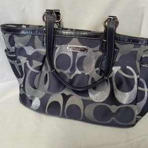 Coach Gallery Optic Metallic Signature Tote